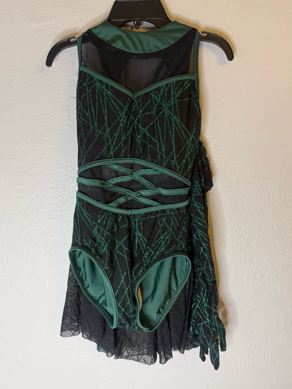 Weissman Elite Glitter Mesh Skirted Dance Leotard Emerald Green Costume - Picture 13 of 13